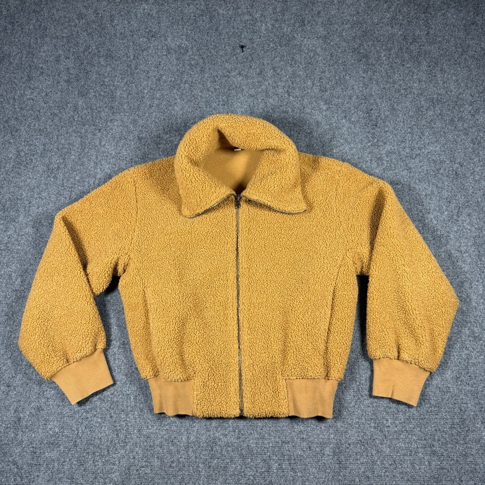 Uniqlo Pile-Lined Fleece Cropped Full-Zip Jacket 47 Yellow Mustard Teddy Plush S